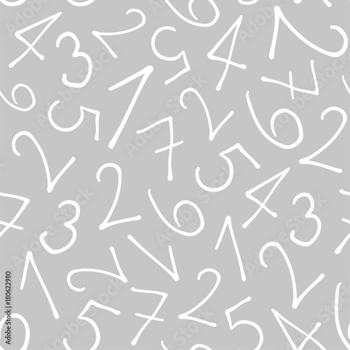Hand Drawn Numbers Seamless Pattern Vector