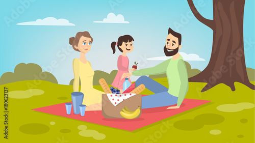 Family at picnic.