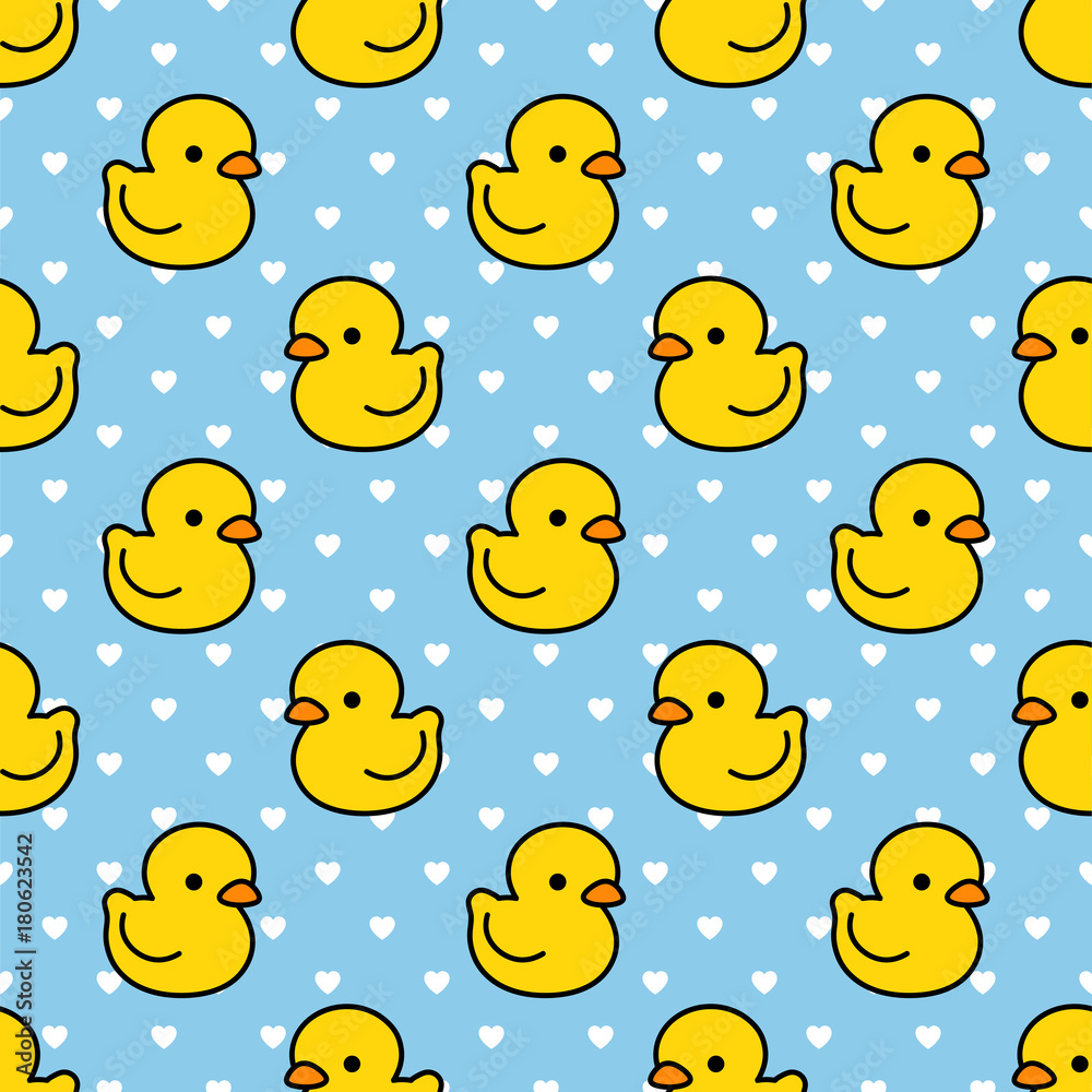 Cartoon Cute Duck Seamless Pattern Vector Stock Vector Adobe Stock