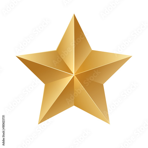 Gold star. Vector sign on white background.