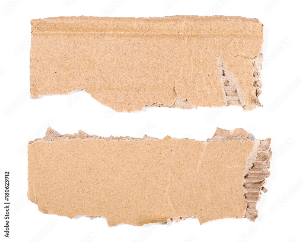 Cardboard scraps, set and collection, isolated on white background Cardboard scraps, set and collection, isolated on white background