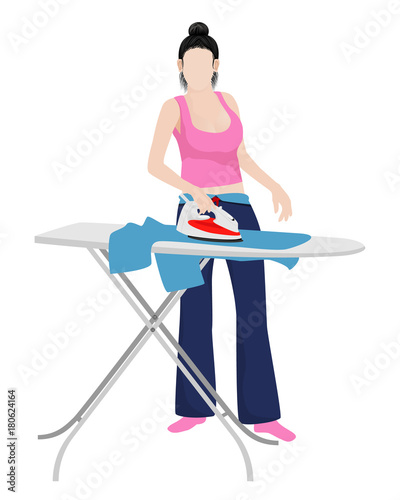 lovely lady pressing cloth vector design