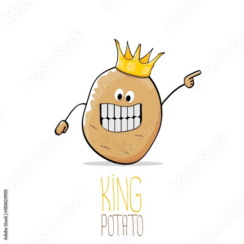 vector funny cartoon cool cute brown smiling king potato