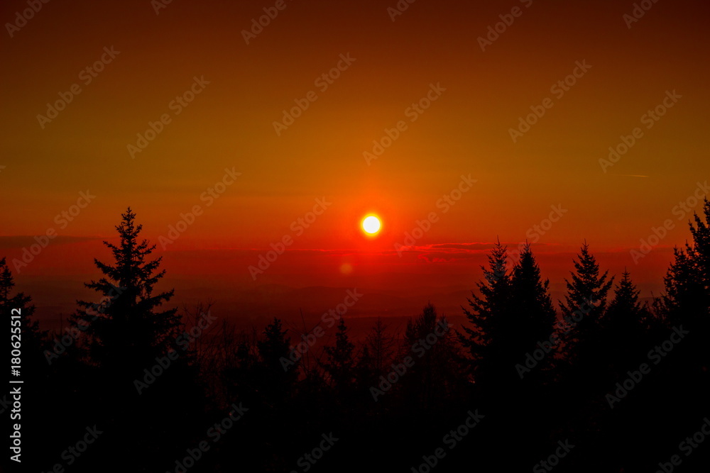 Autumn sunset over forest Autumn sunset over forest