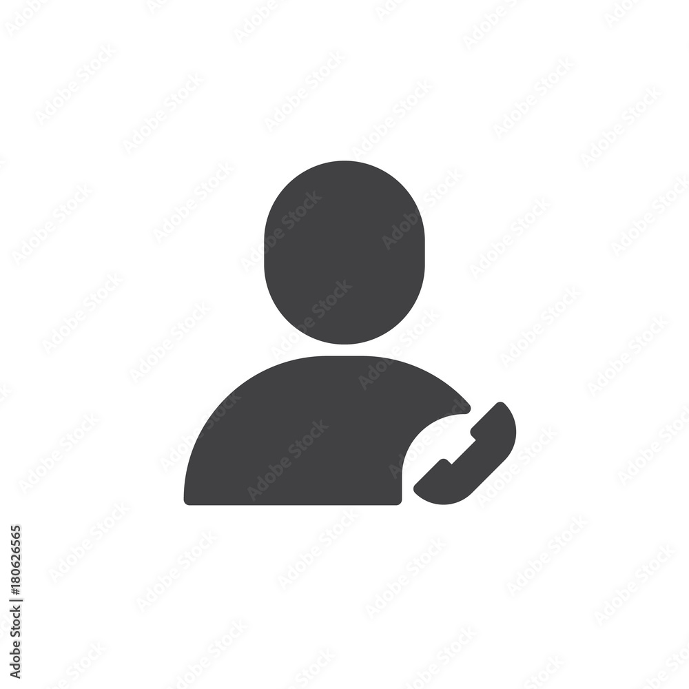 Call user icon vector, filled flat sign, solid pictogram isolated on white. Symbol, logo illustration. Call user icon vector, filled flat sign, solid pictogram isolated on white. Symbol, logo illustration.