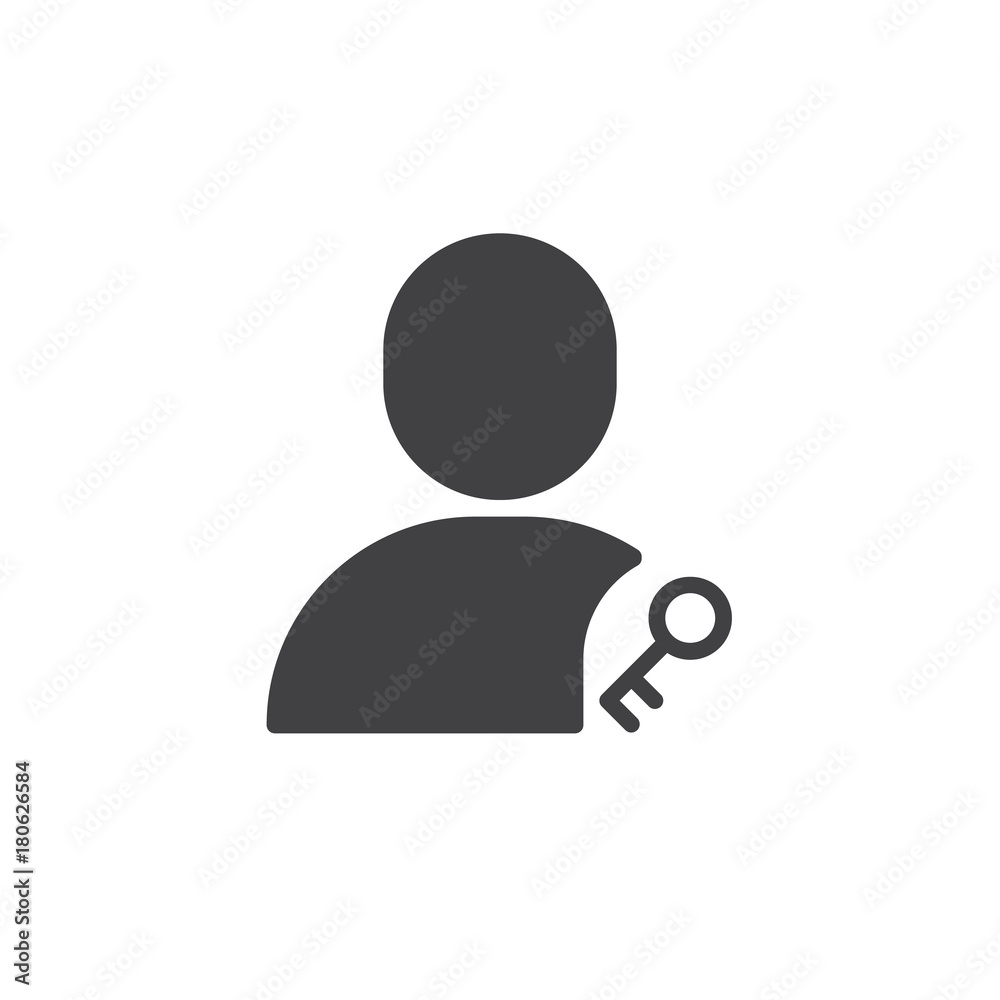 User key icon vector, filled flat sign, solid pictogram isolated on white. Account access symbol, logo illustration. User key icon vector, filled flat sign, solid pictogram isolated on white. Account access symbol, logo illustration.