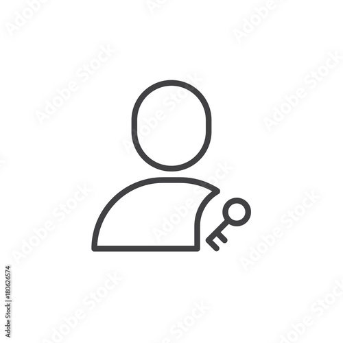 User key line icon, outline vector sign, linear style pictogram isolated on white. Account access symbol, logo illustration. Editable stroke