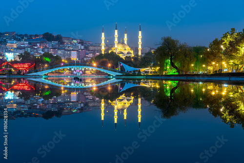 Melike Hatun Mosque view from Gençlik Park in Ankara,Turkey photo