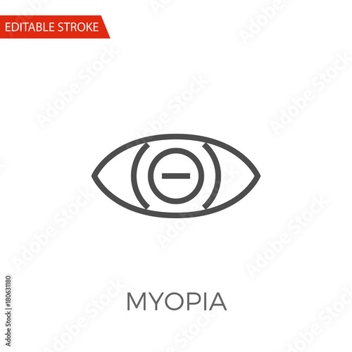 Myopia Thin Line Vector Icon. Flat Icon Isolated on the White Background. Editable Stroke EPS file. Vector illustration.