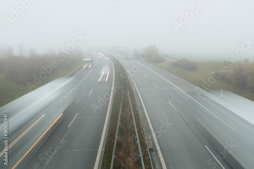 Foggy on the highway, D1, Olomouc, Czech Republic