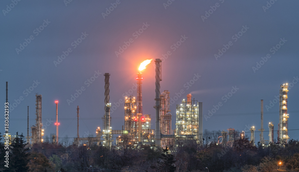 Fototapeta premium Plock refinery in the night, Poland