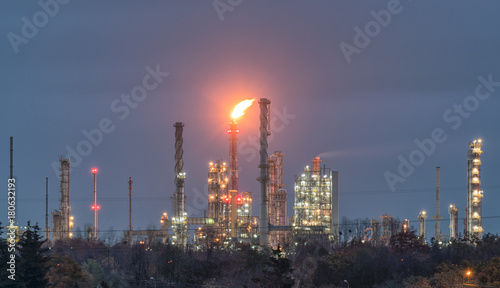 Plock refinery in the night, Poland photo