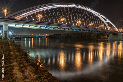 Apollo Bridge in the night, Bratislava Slovakia