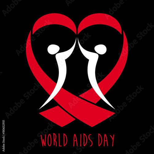 World AIDS day red ribbon web banner background. 1st December awareness world day. HIV and AIDS ribbon symbol or emblem badge vector background design template for banner or poster