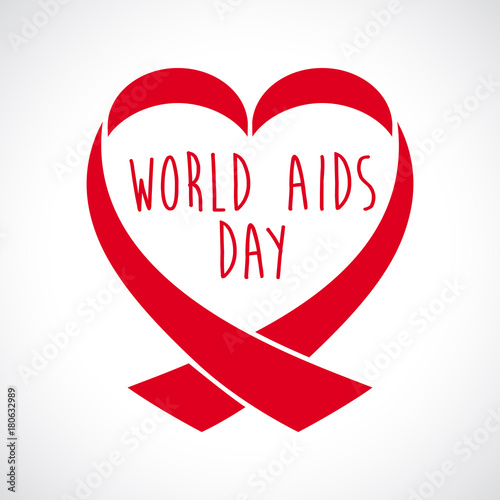 World AIDS day red ribbon web banner background. 1st December awareness world day. HIV and AIDS ribbon symbol or emblem badge vector background design template for banner or poster