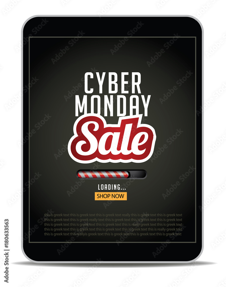 Cyber Monday promotional background with notebook and copy space. EPS 10 vector illustration.