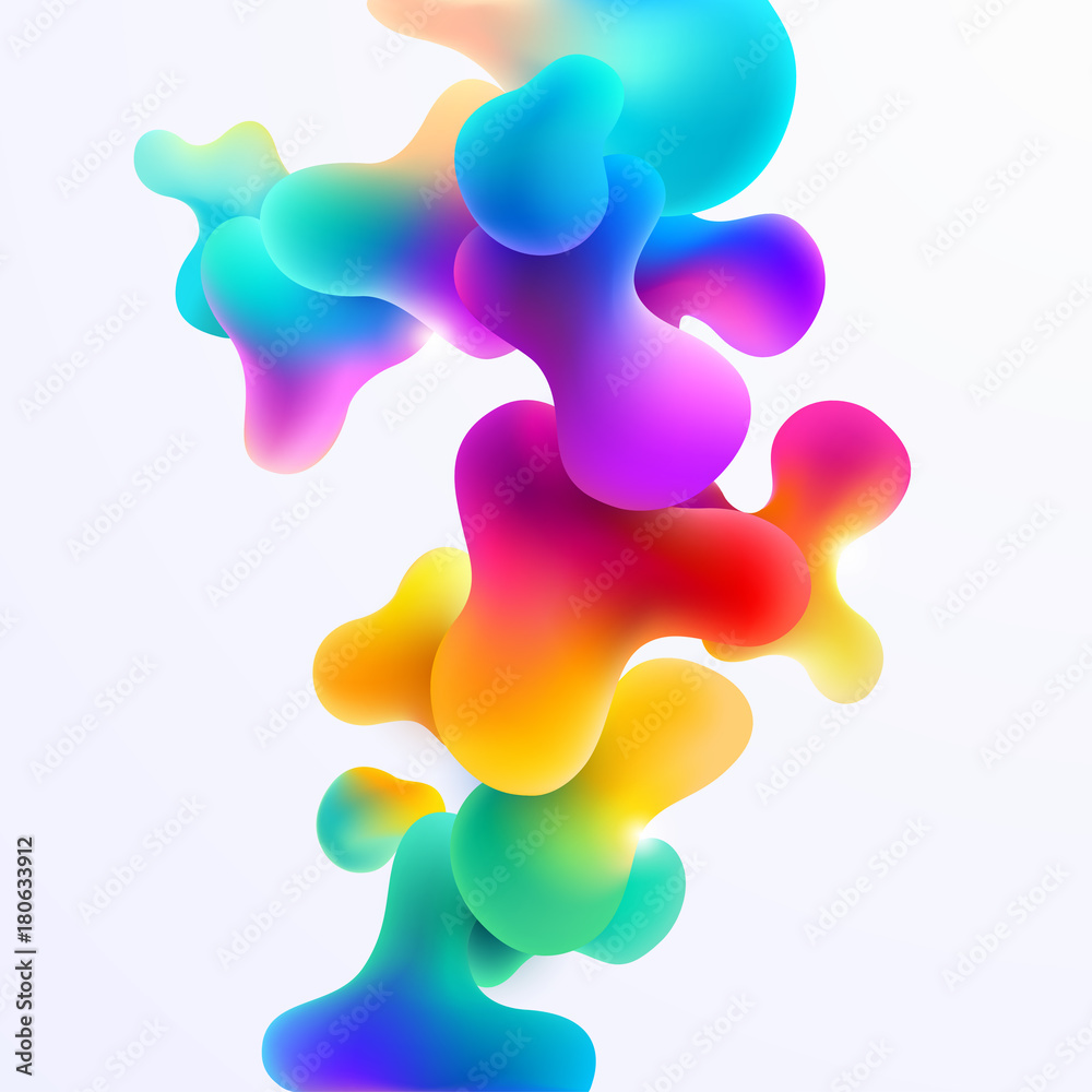 Fluid colorful bubbles. Abstract background - obrazy, fototapety, plakaty 