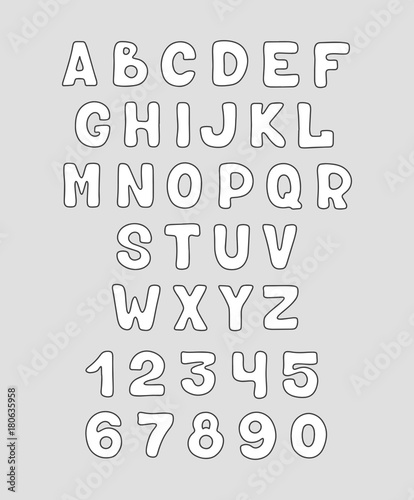 alphabet design set numbers and letters