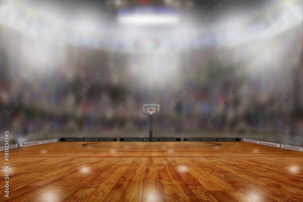 Fototapeta premium Basketball Arena With Copy Space. Focus on foreground with shallow depth of field on background.