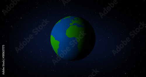 Plant Earth Globe Rotating Through Space With Stars in Background 3D Rendered Illustration