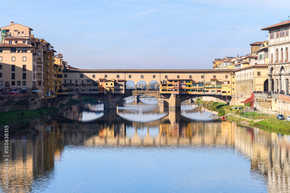 Vasari corridor and Ponte Vecchio over the Arno River, florence