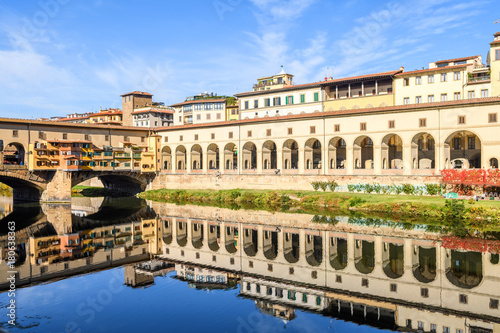 Vasari corridor and Ponte Vecchio over the Arno River, florence