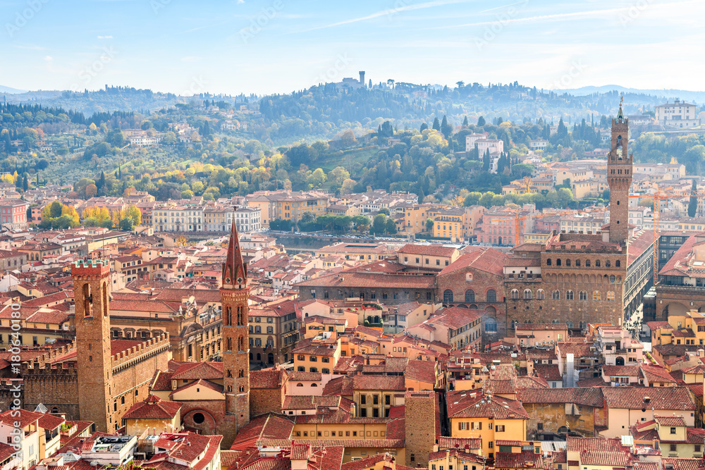 panoramic view of florence medieval city, italy