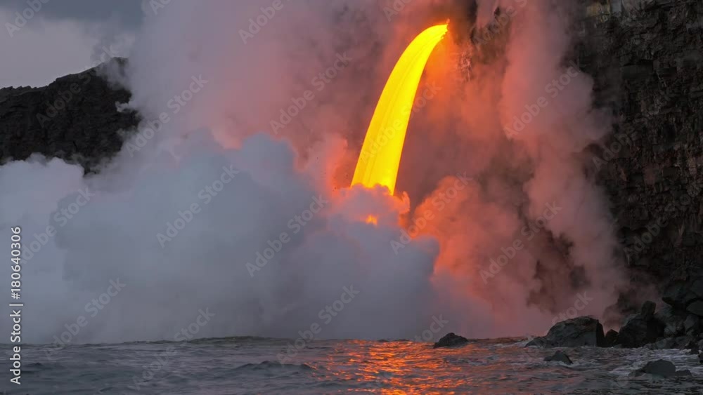 Lava from the Kīlauea volcano flows into the ocean on the Big Island of Hawaii Lava from the Kīlauea volcano flows into the ocean on the Big Island of Hawaii