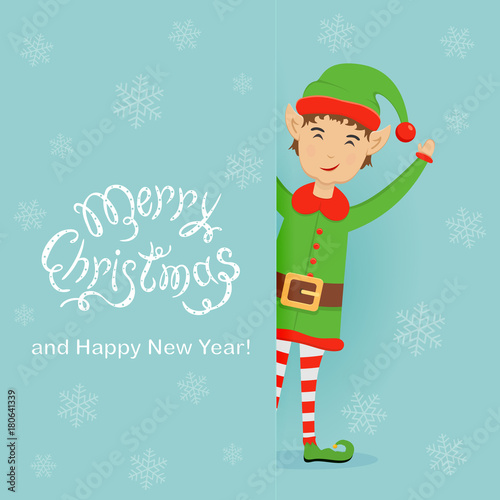 Christmas banner with happy elf