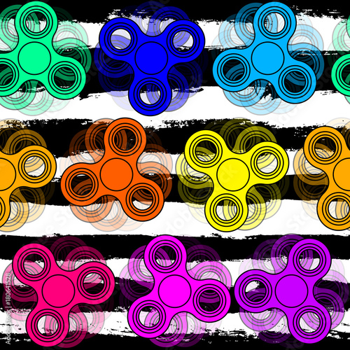 Seamless pattern with fidget spinner vector background. Perfect for wallpapers, pattern fills, web page backgrounds, surface textures, textile. Fidget toy texture. Hand Spinner