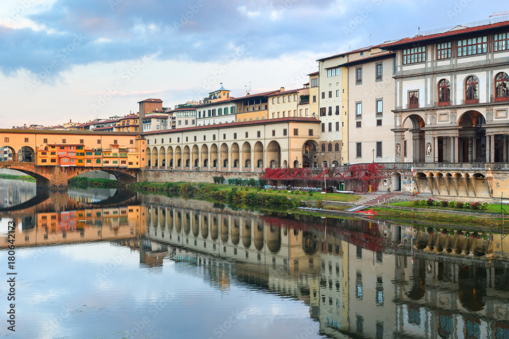 Vasari corridor and Ponte Vecchio over the Arno River, florence