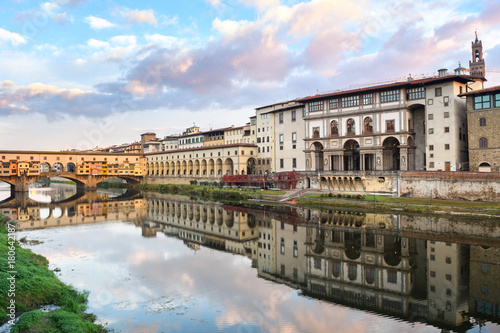 Vasari corridor and Ponte Vecchio over the Arno River, florence photo