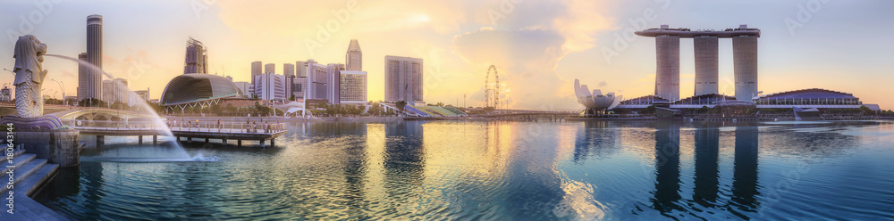 Singapore skyline background - obrazy, fototapety, plakaty 