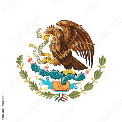 Mexico coat of arms, official colors and proportion correctly. National Mexico coat of arms. Vector illustration