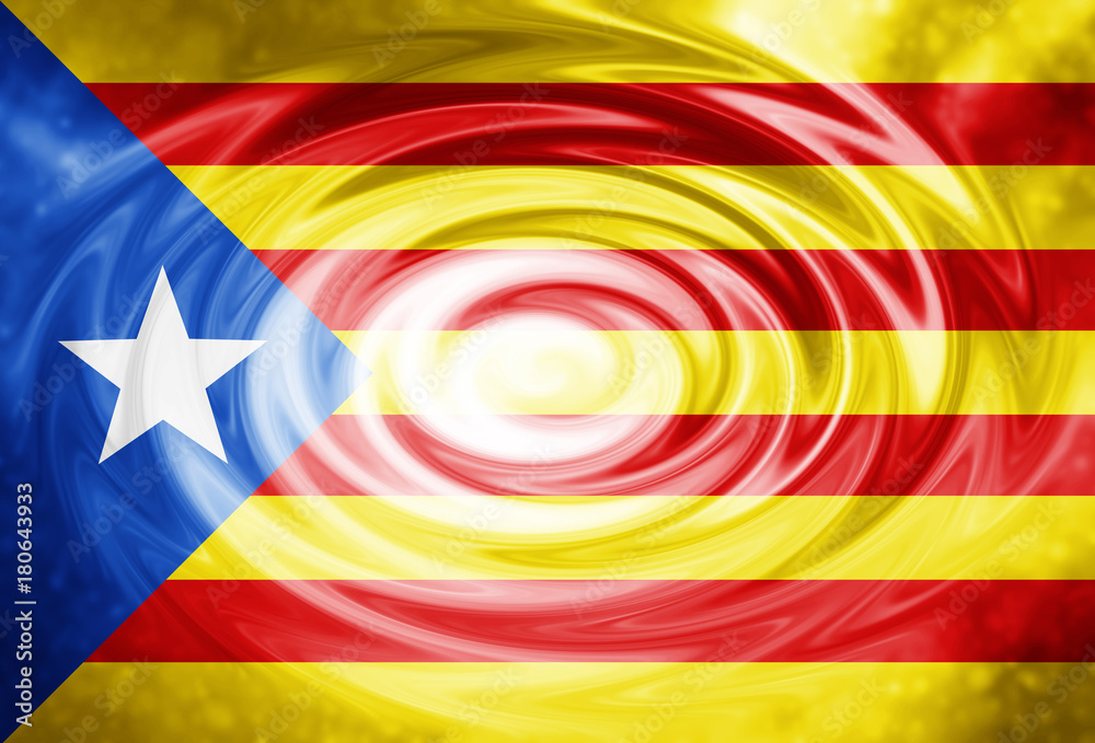 Catalonian flag fluttering in the wind. Illustration background.