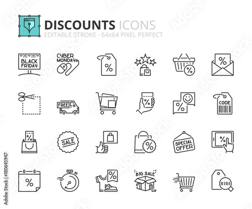 Outline icons about discounts