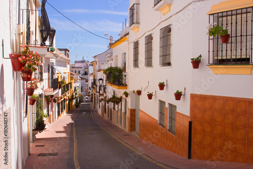 Fototapeta Naklejka Na Ścianę i Meble -  Street. Beautiful Spanish street. Costa del Sol, Andalusia, Spain.