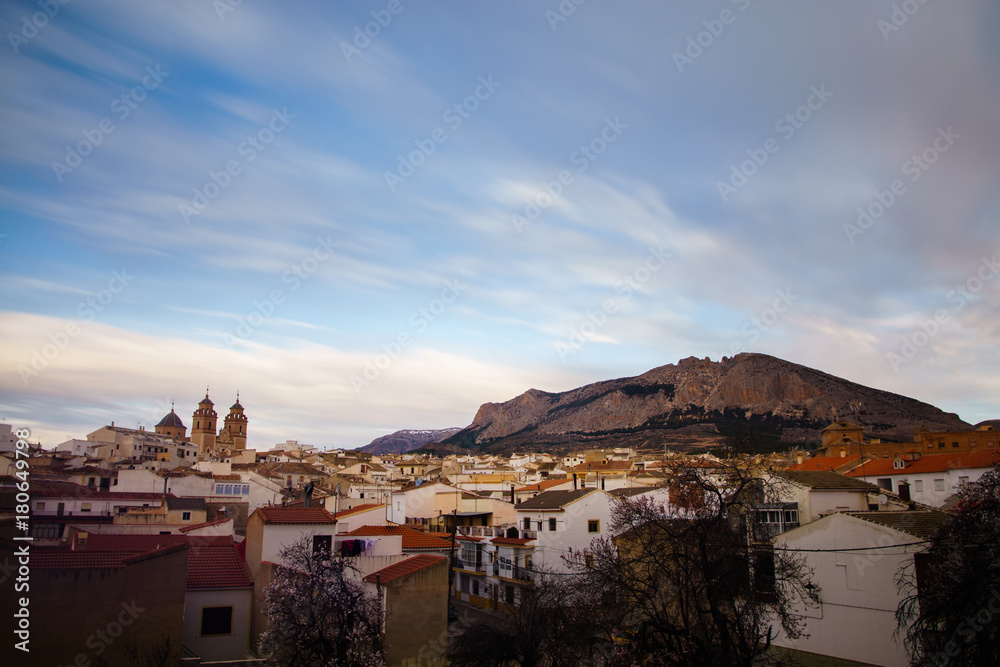 General view with church of Velez Rubio, Almeria Province, Andalucia, Spain, Western Europe.