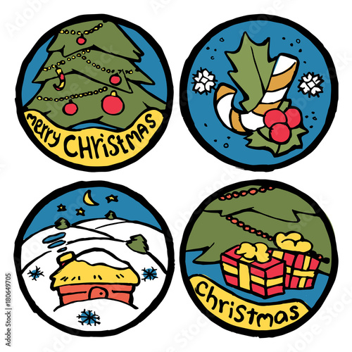 Set of Christmas and New Year emblems