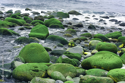 Group of stones near Atlantic ocean coast. photo
