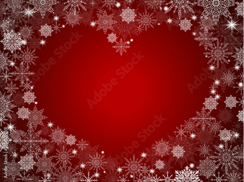 christmas background with empty heart in center transparent red