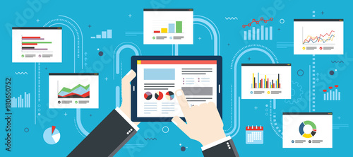 Concept of finance investment planning, analytics chart on mobile device.