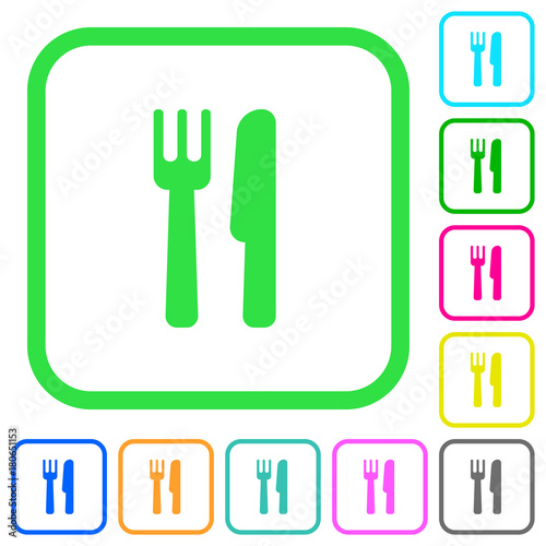 Cutlery vivid colored flat icons icons