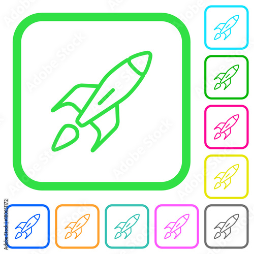 Launched rocket vivid colored flat icons icons