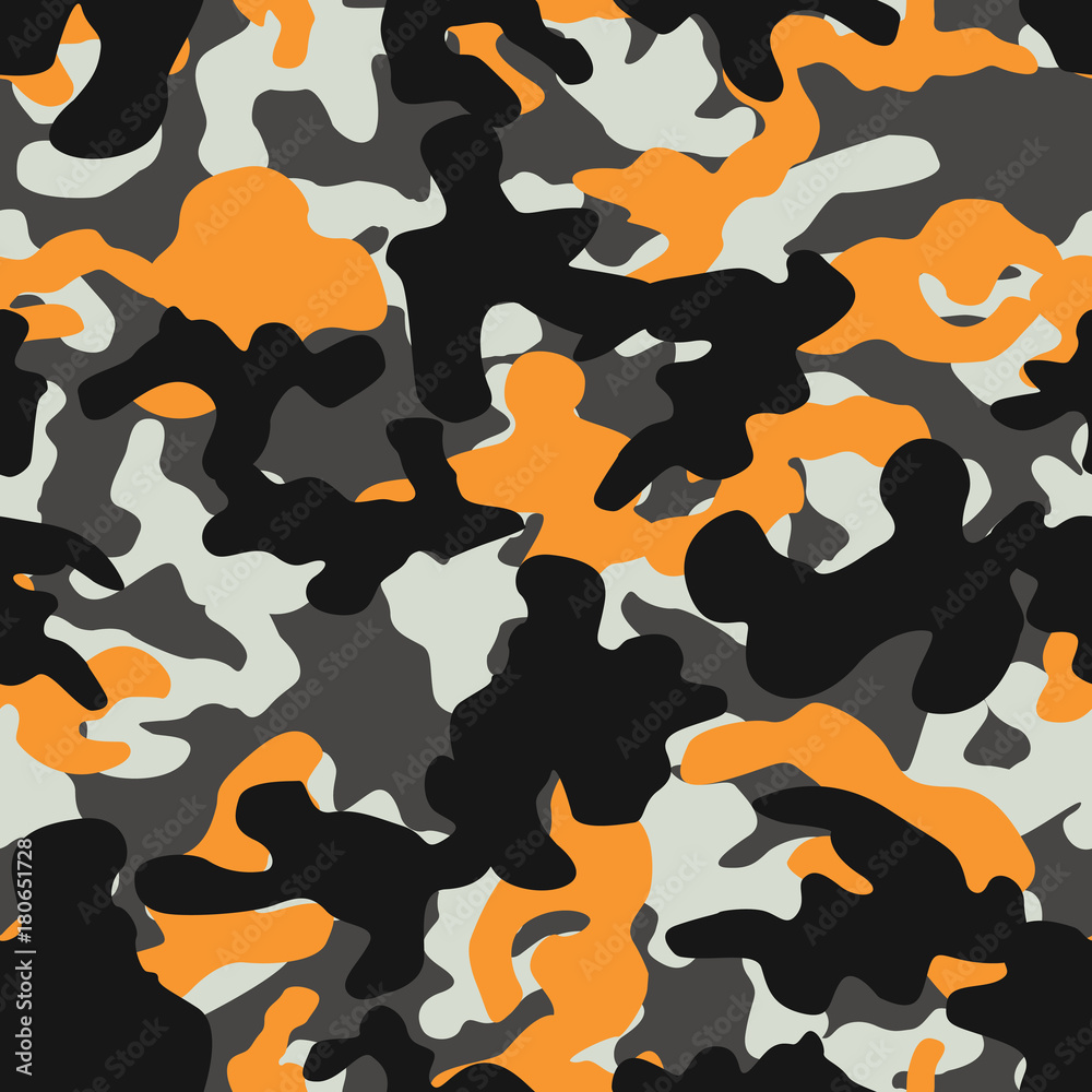 Seamless basic gray orange and black camo pattern vector Stock Vector