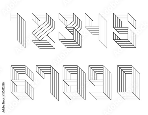 Black and white set of numbers from paralennyh Niny. Memphis style. Vector numbers from 1 to 9.