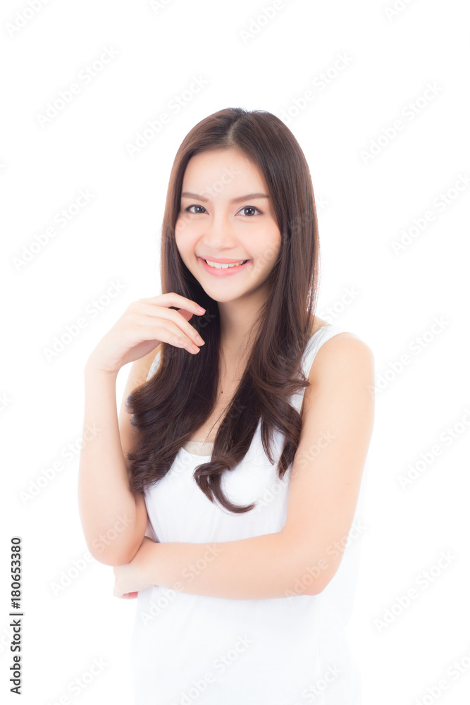 Portrait of beautiful asian woman makeup of cosmetic, beauty of girl with face smile attractive isolated on white background, perfect with wellness and healthcare concept. Portrait of beautiful asian woman makeup of cosmetic, beauty of girl with face smile attractive isolated on white background, perfect with wellness and healthcare concept.