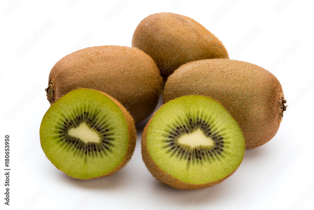 Kiwi fruit and sliced isolated on white background. Kiwi fruit and sliced isolated on white background.