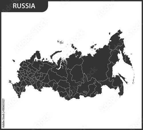 Detailed map of Russia with regions. The Russian Federation with the Crimea as a disputed territory