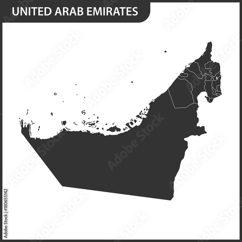 The detailed map of the UAE with regions. United Arab Emirates